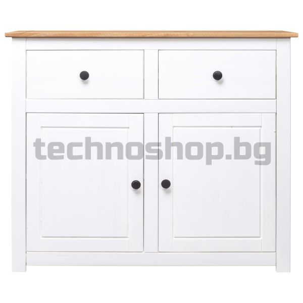 Сайдборд, бял, 93x40x80 см, бор масив, стил Панама