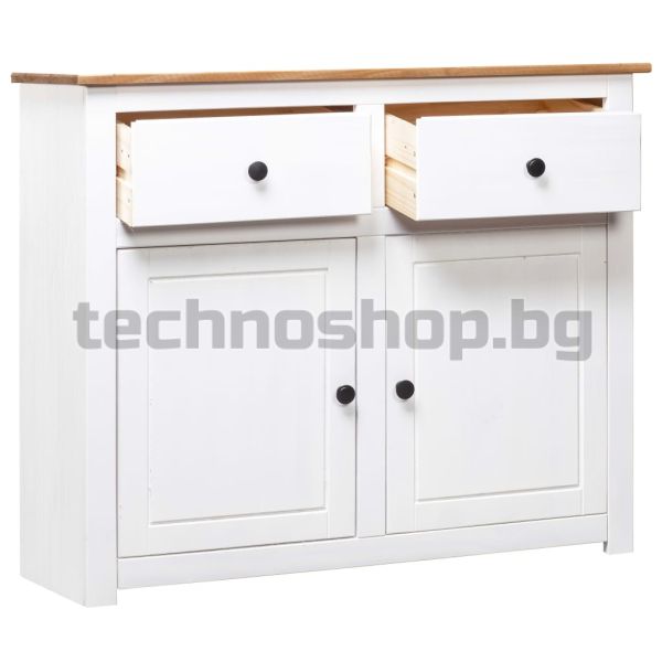Сайдборд, бял, 93x40x80 см, бор масив, стил Панама