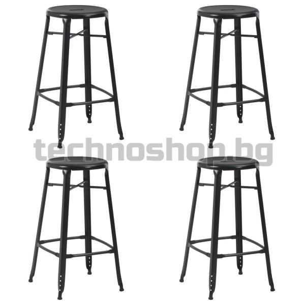 Бар табуретки, 4 бр, черни, стомана