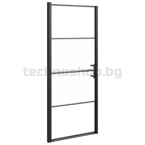 Врата за душ, 81x195 см, полуматирано закалено стъкло, черна