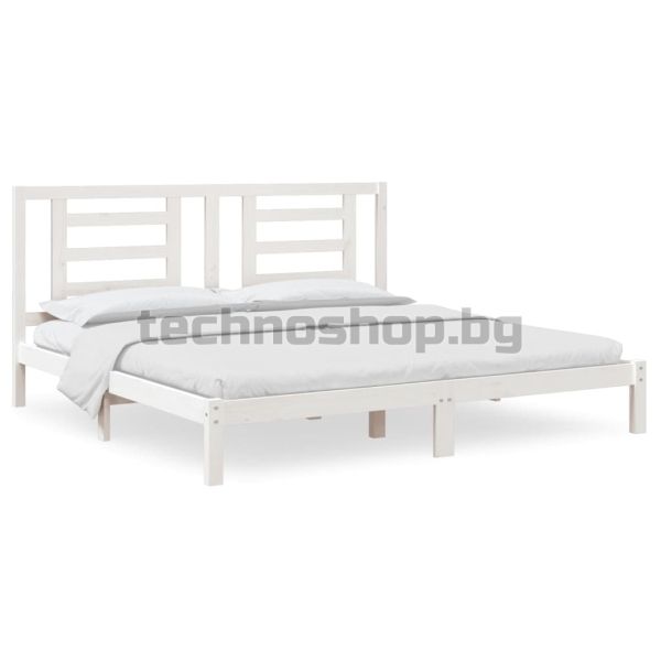 Рамка за легло без матрак, бял, 200x200 см, бор масив