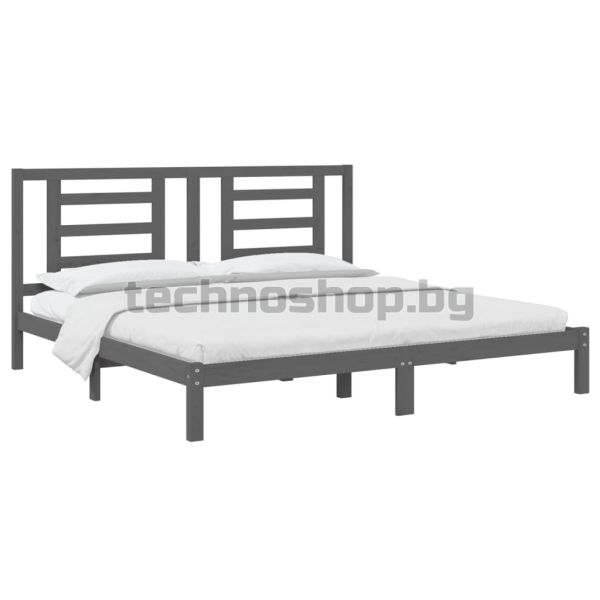 Рамка за легло, сива, бор масив, 200х200 см