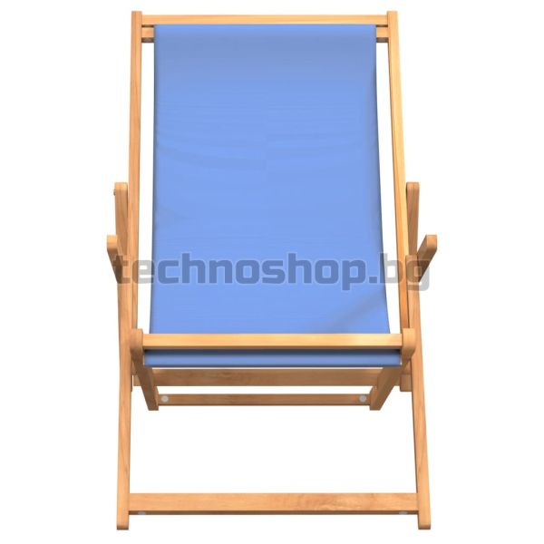 Сгъваем плажен стол, тиково дърво масив, син