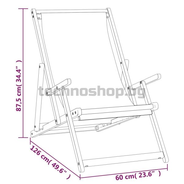 Сгъваем плажен стол, тиково дърво масив, син