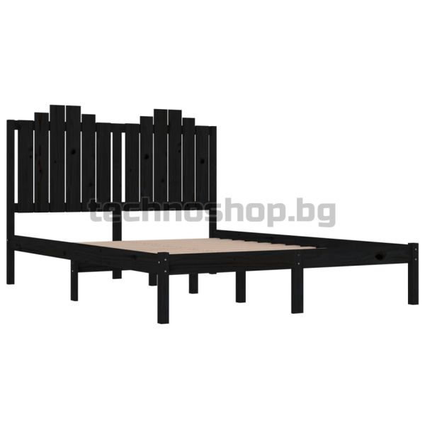 Рамка за легло, черна, бор масив, 200x200 см