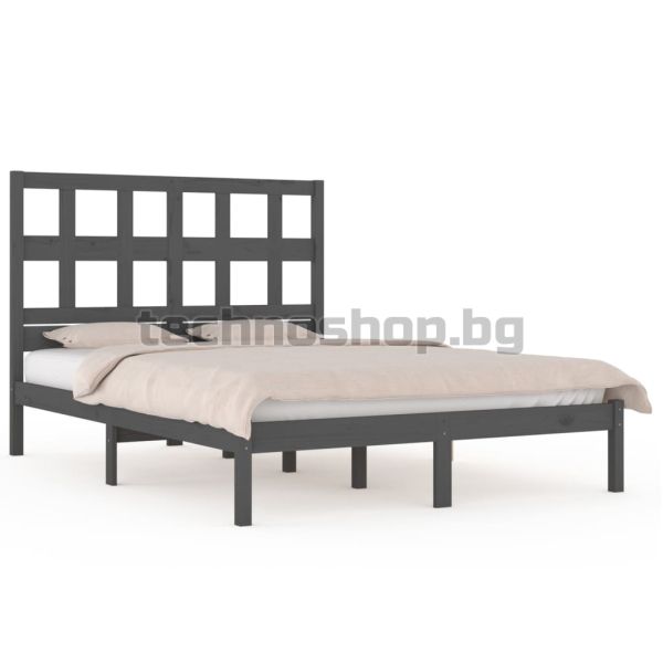 Рамка за легло, сива, бор масив, 200х200 см