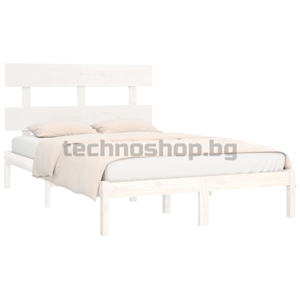 Рамка за легло, бяла, дърво масив, 200x200 см