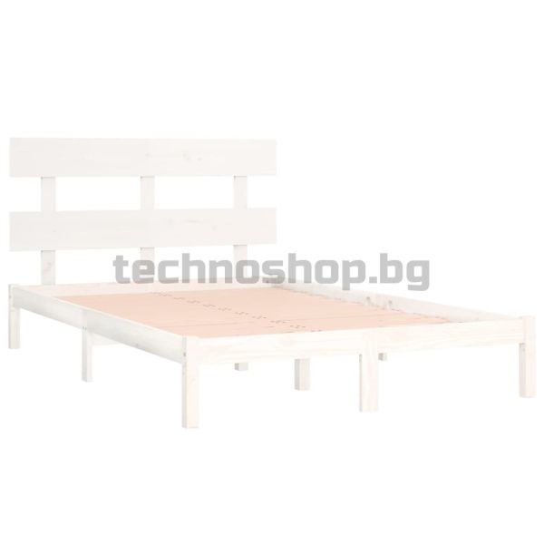 Рамка за легло, бяла, дърво масив, 200x200 см