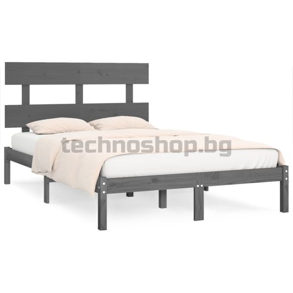 Рамка за легло, сива, дърво масив, 200х200 см