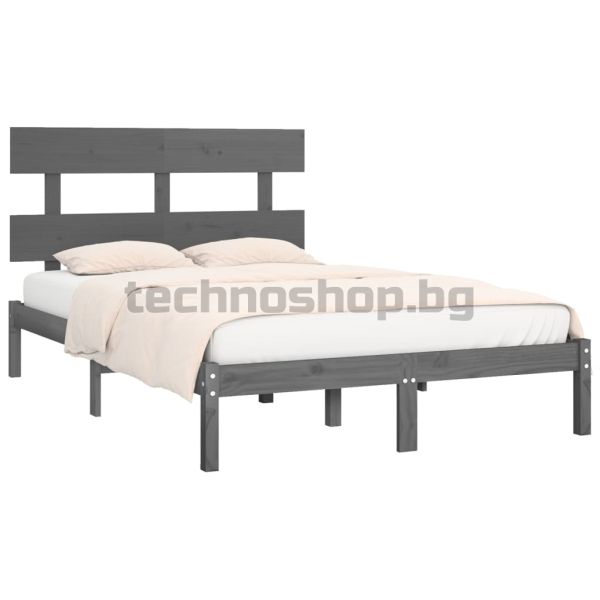 Рамка за легло, сива, дърво масив, 200х200 см