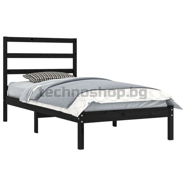 Рамка за легло, черна, бор масив, 100х200 см