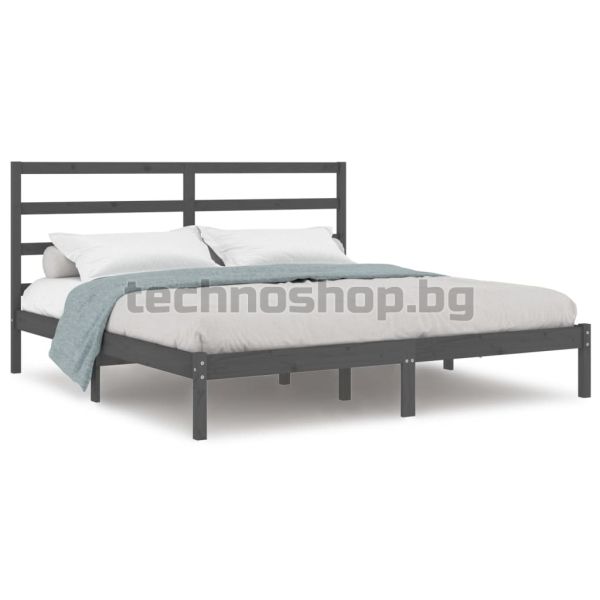 Рамка за легло, сива, бор масив, 200х200 см