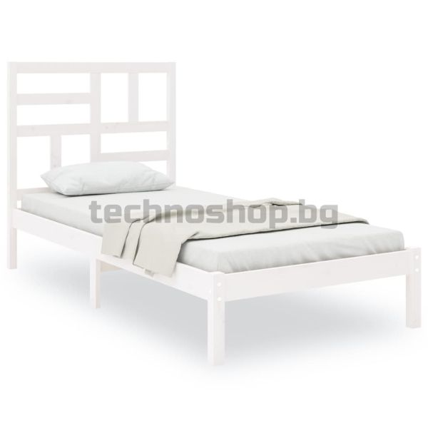 Рамка за легло, бяла, дърво масив, 90х200 см