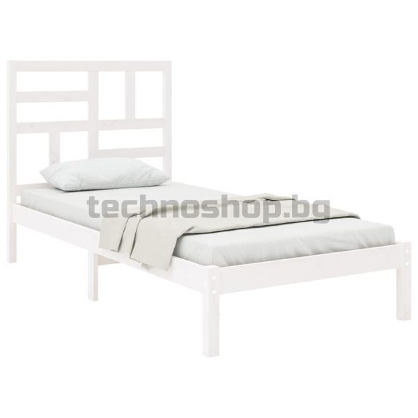 Рамка за легло, бяла, дърво масив, 90х200 см