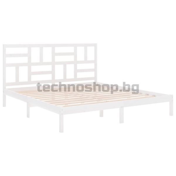 Рамка за легло, бяла, дърво масив, 200x200 см