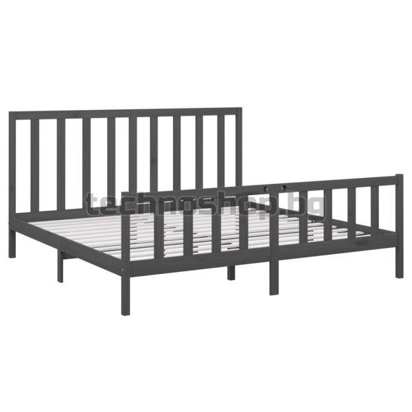 Рамка за легло, сива, бор масив, 200х200 см