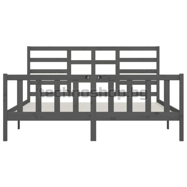 Рамка за легло, сива, бор масив, 200х200 см