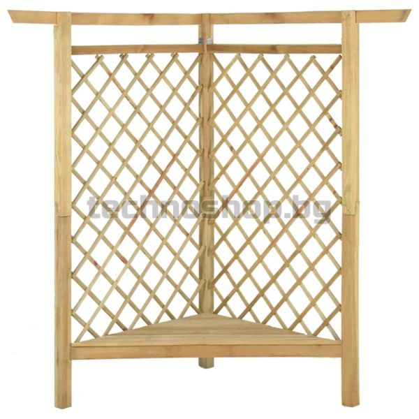 Ъглова пергола с пейка, 166x81x174 см, импрегниран бор