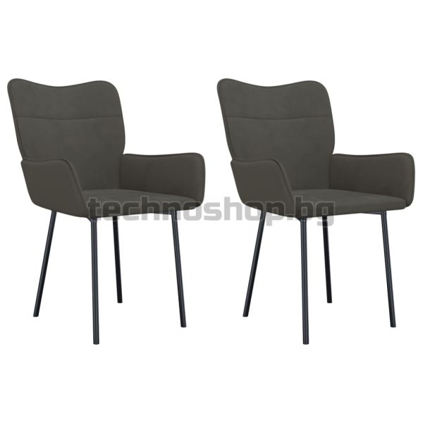 Трапезни столове, 2 бр, тъмносиви, кадифе