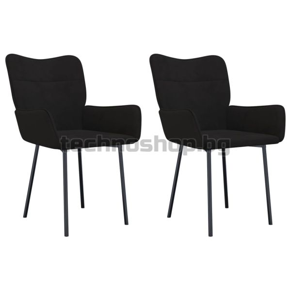 Трапезни столове, 2 бр, черни, кадифе