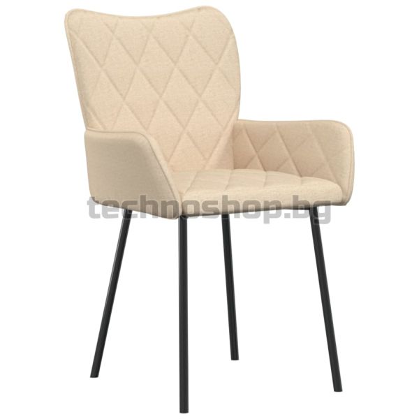 Трапезни столове, 2 бр, кремави, текстил