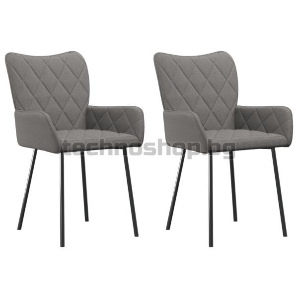 Трапезни столове, 2 бр, светлосиви, текстил