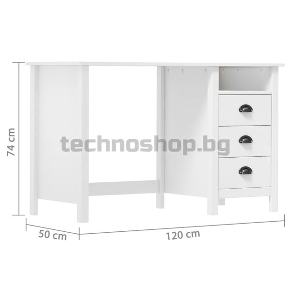 Бюро Hill с 3 чекмеджета 120x50x74 см бор масив
