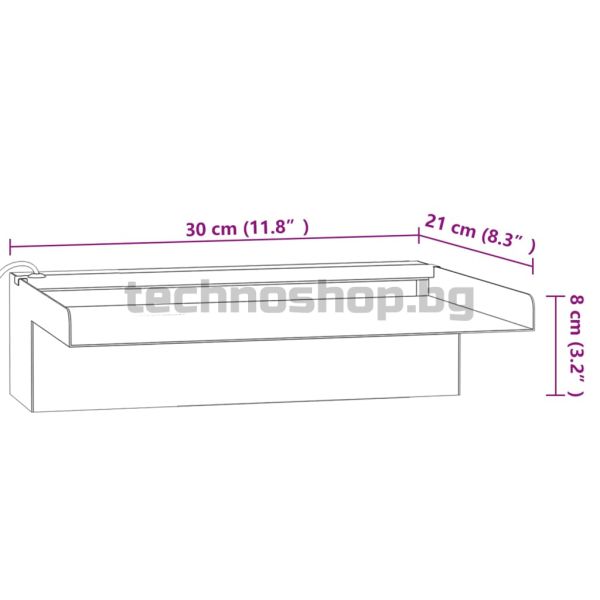 Преливник за водопад с RGB LED, неръждаема стомана, 30 см
