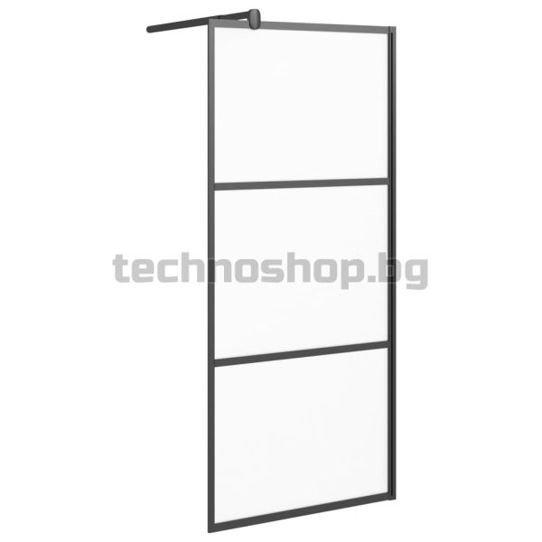 Параван за баня, 90x195 см, матирано ESG стъкло, черно