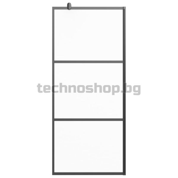 Параван за баня, 90x195 см, матирано ESG стъкло, черно
