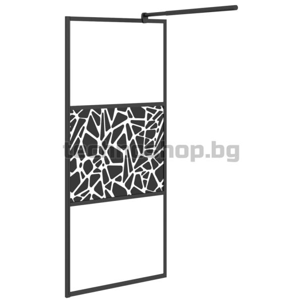 Параван за баня 80x195 см ESG стъкло с каменен дизайн черен