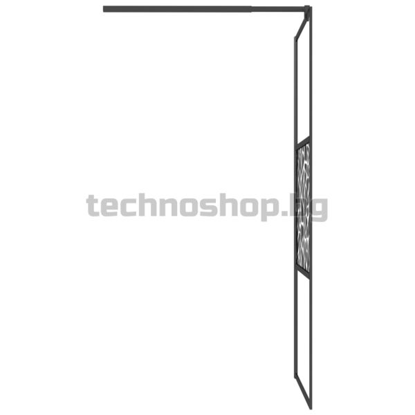 Параван за баня 80x195 см ESG стъкло с каменен дизайн черен