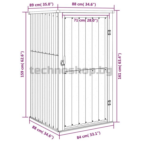 Градинска барака, зелена, 88x89x161 см, поцинкована стомана