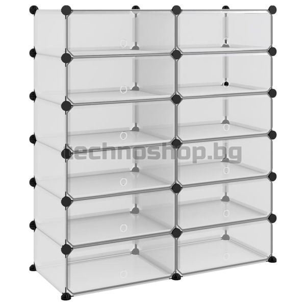Етажерка за обувки, прозрачна, 94,5x36,5x106 см, PP