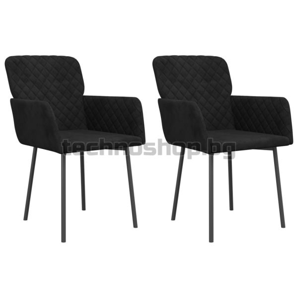 Трапезни столове, 2 бр, черни, кадифе