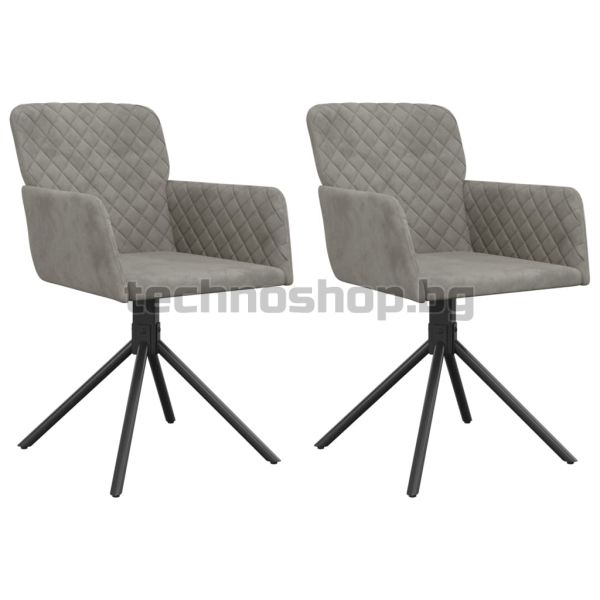Въртящи се трапезни столове, 2 бр, светлосиви, кадифе