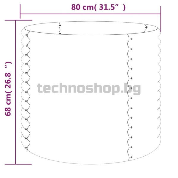Градински плантер поцинкована стомана 80x80x68 см кафяв