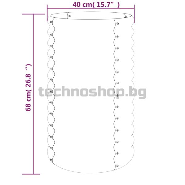Градински плантер поцинкована стомана 40x40x68 см кафяв