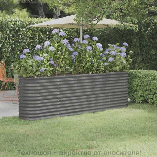 Градинска повдигната леха поцинкована стомана сиво