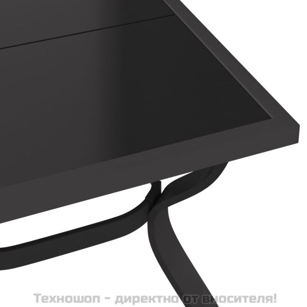Градинска маса, сиво-черна, 180x80x70 см, стомана и стъкло