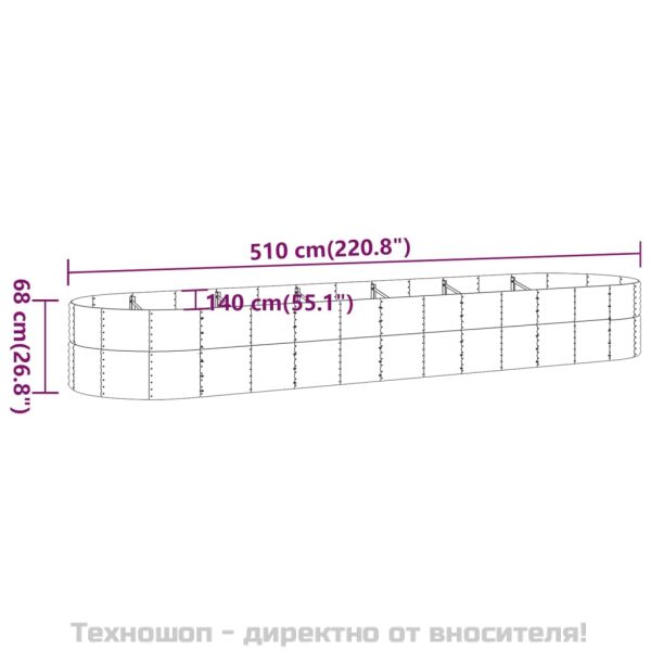 Градинска кашпа прахово боядисана стомана 510x140x68 см сребро