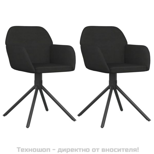 Въртящи трапезни столове, 2 бр, черни, кадифе