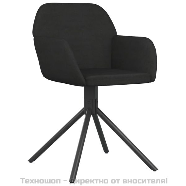 Въртящи трапезни столове, 2 бр, черни, кадифе