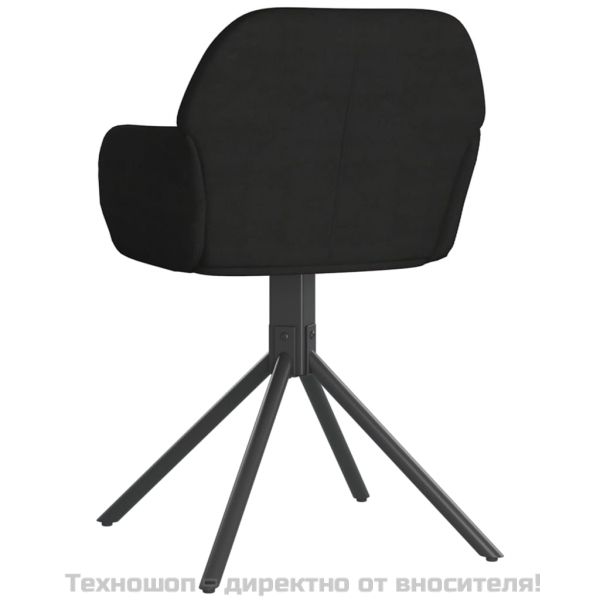 Въртящи трапезни столове, 2 бр, черни, кадифе