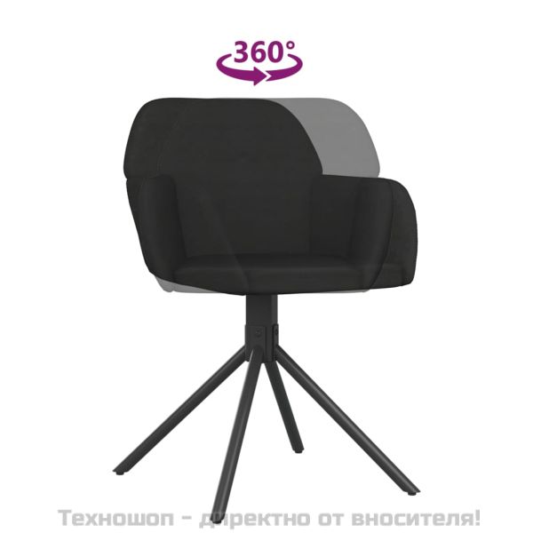 Въртящи трапезни столове, 2 бр, черни, кадифе