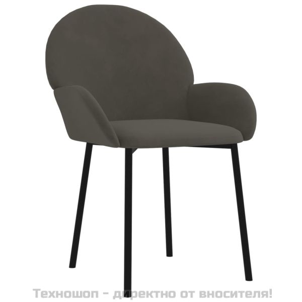 Трапезни столове, 2 бр, тъмносиви, кадифе