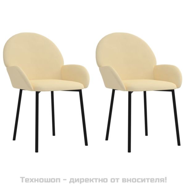 Трапезни столове, 2 бр, кремави, кадифе