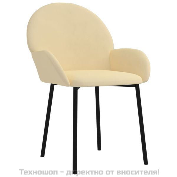 Трапезни столове, 2 бр, кремави, кадифе