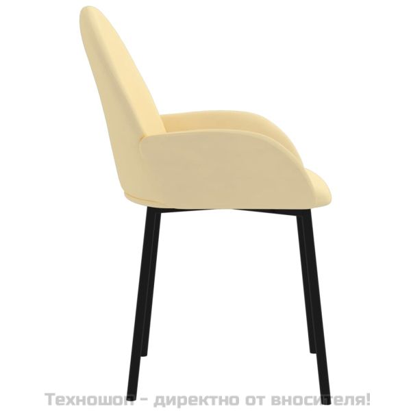 Трапезни столове, 2 бр, кремави, кадифе