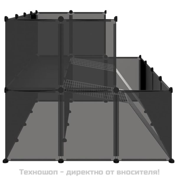 Клетка за малки животни, черна, 143x107x93 см, PP и стомана